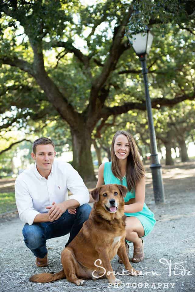 Jocelyn with her husband, Donny, and their pleasantly plump rescue dog, Jaffe.