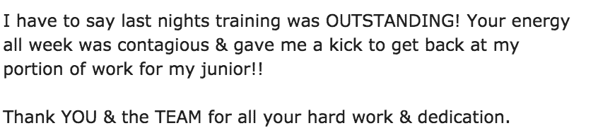 Last night's training was outstanding