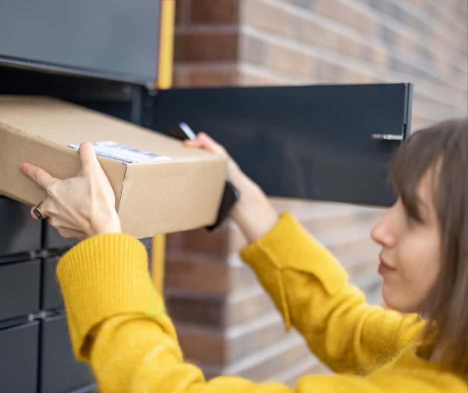 student getting a care package from home