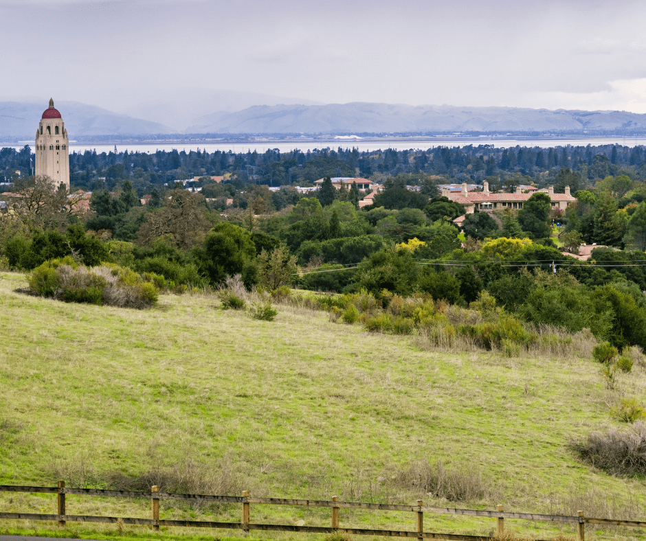 View of Stanford University in the distance