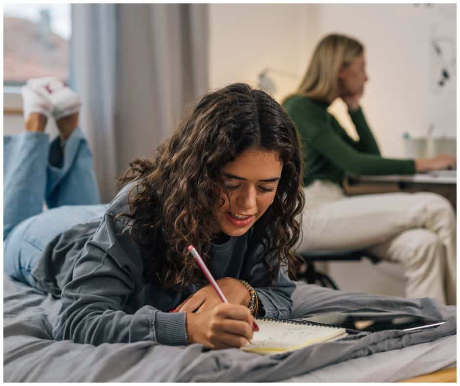 female college students studying quietly