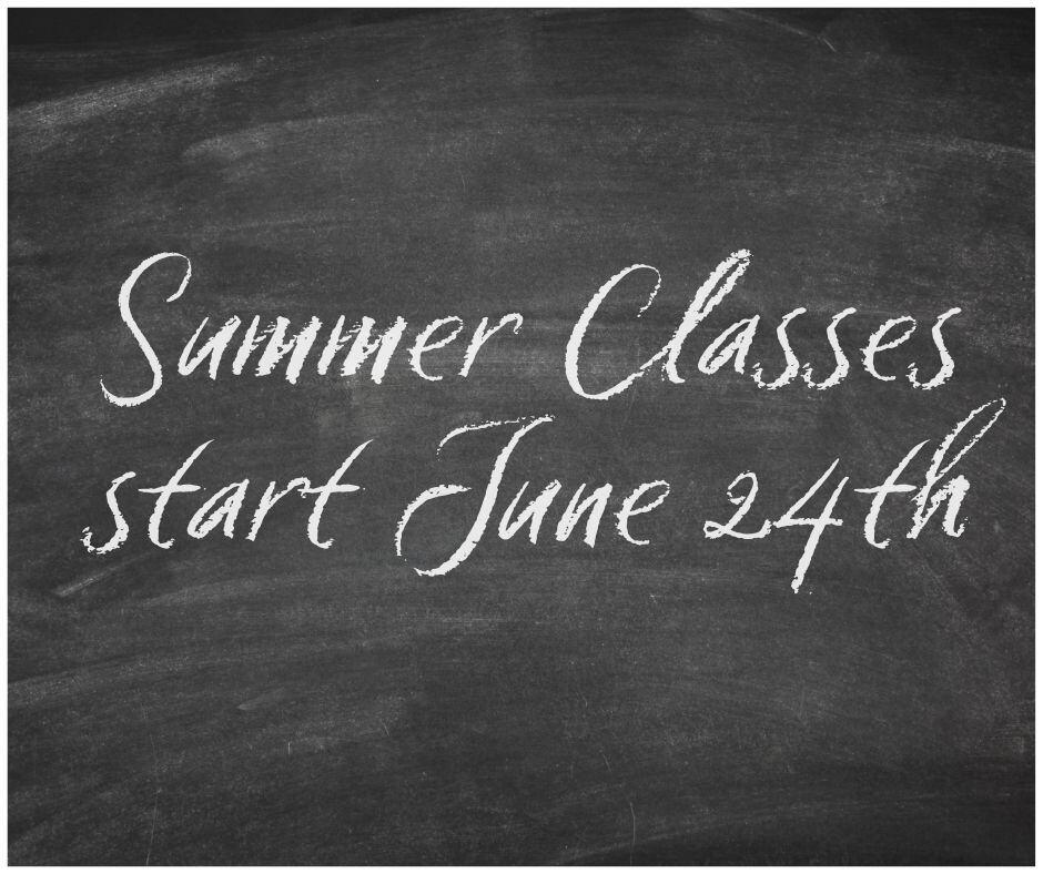 chalkboard with summer classes enrollment