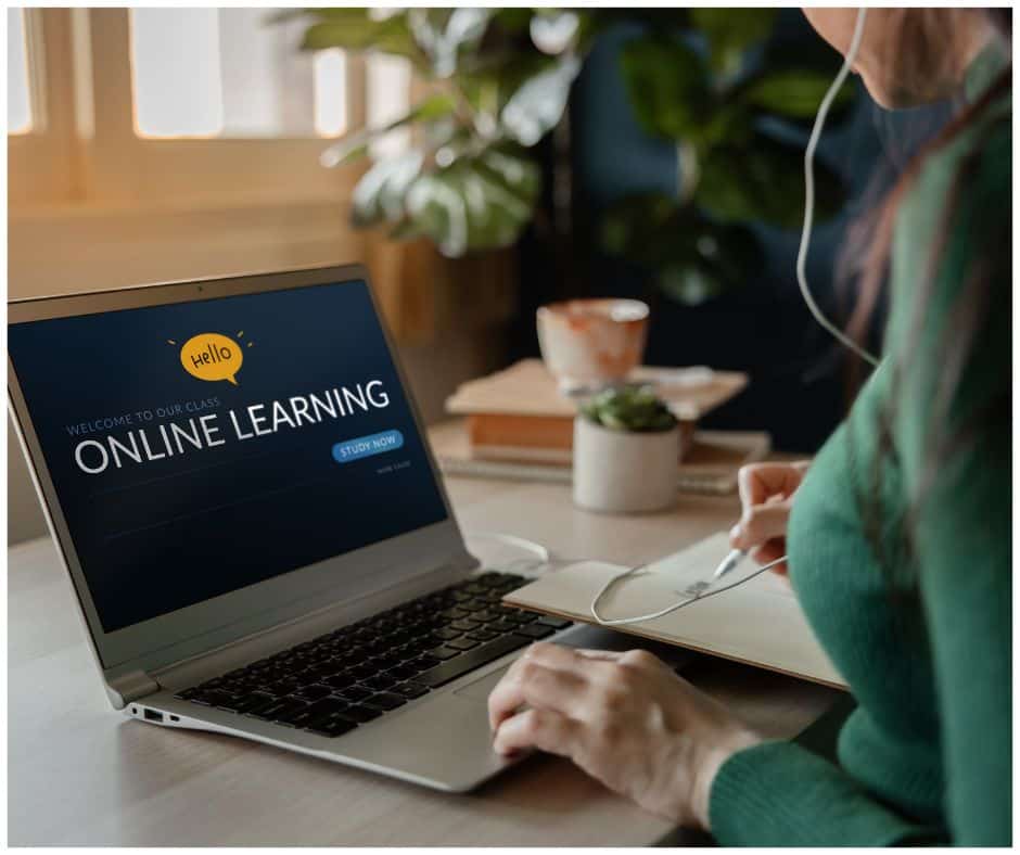student taking classes online