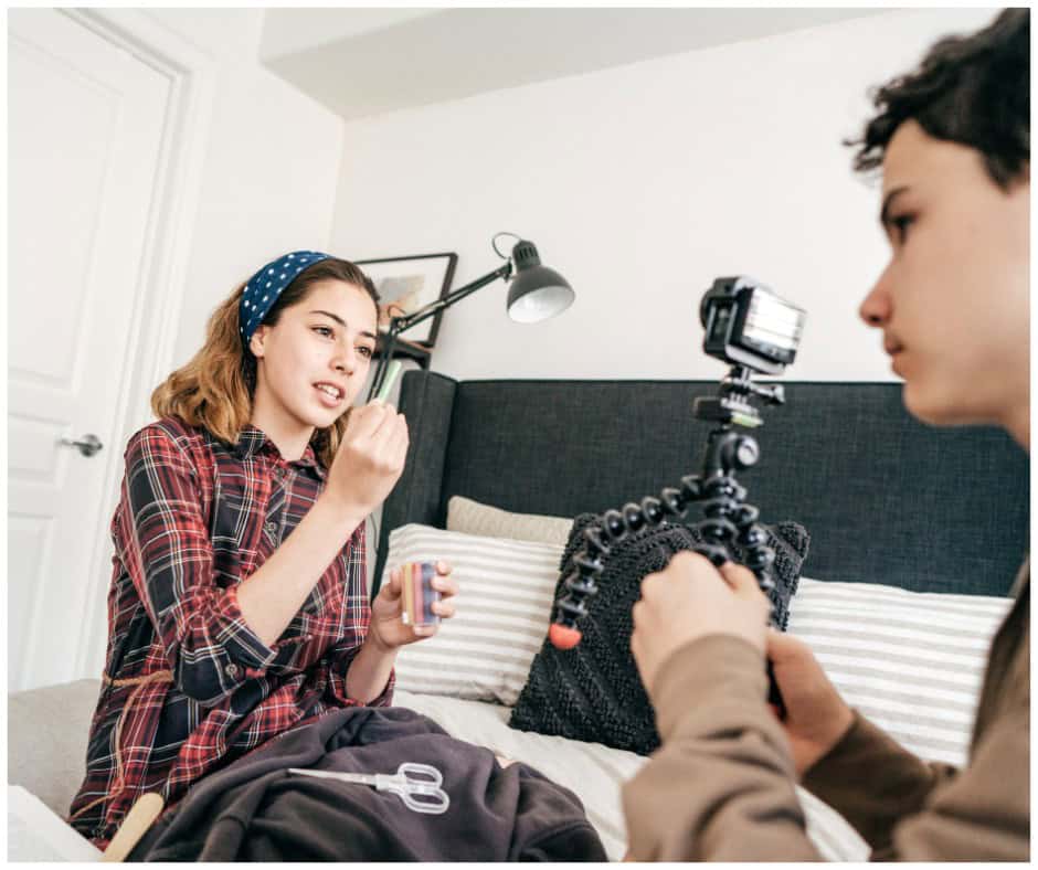 teen recording a video with good lighting and natural light