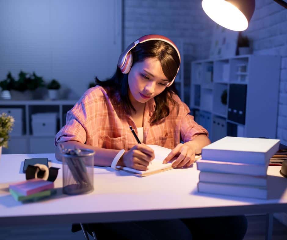 student studying in a quiet distraction free zone