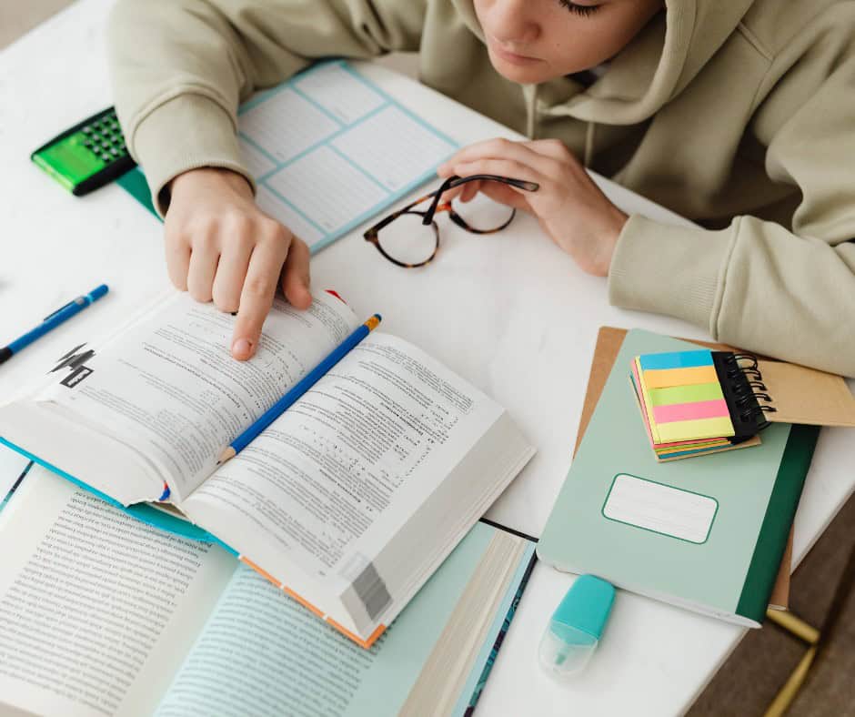student studying