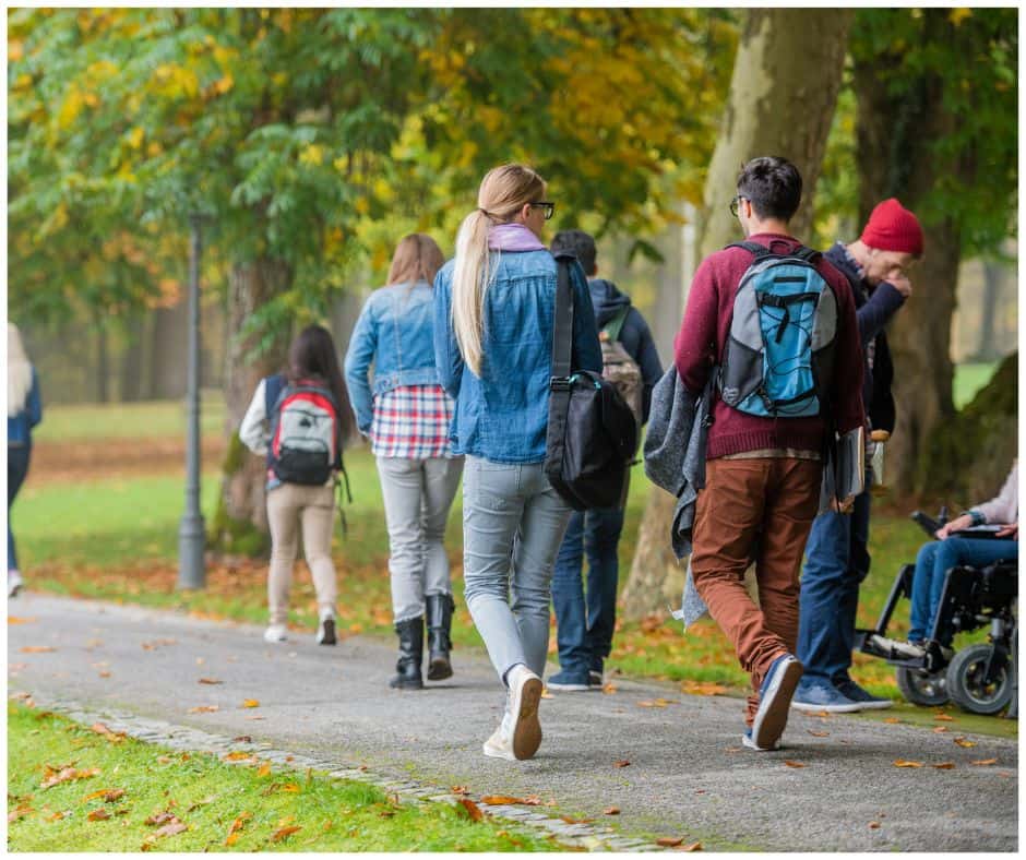 students on campus