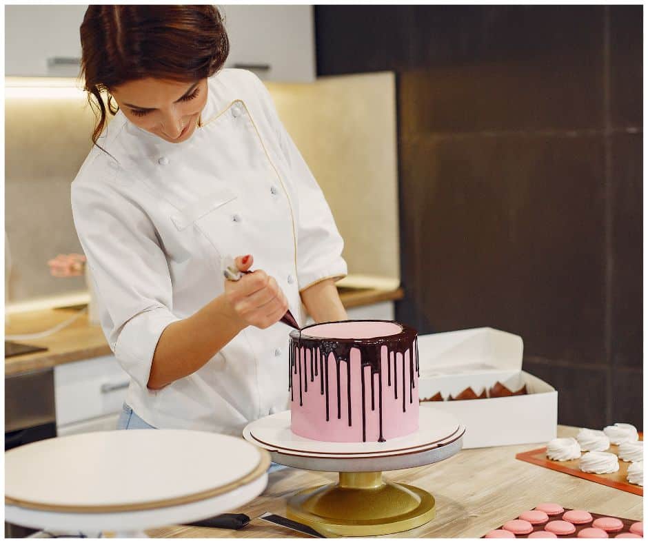 female student studying pastry arts