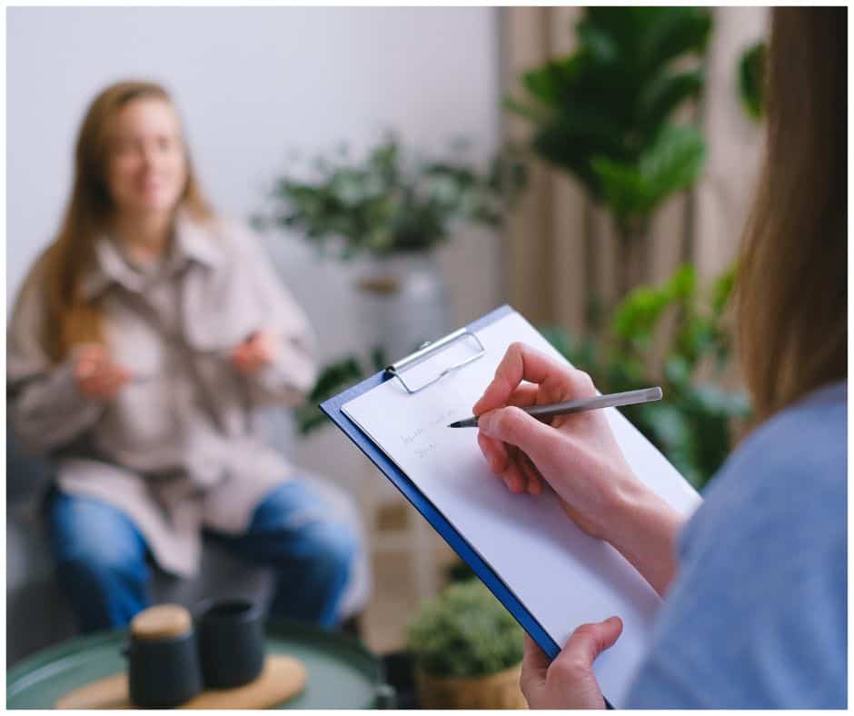 female at a psychologist office