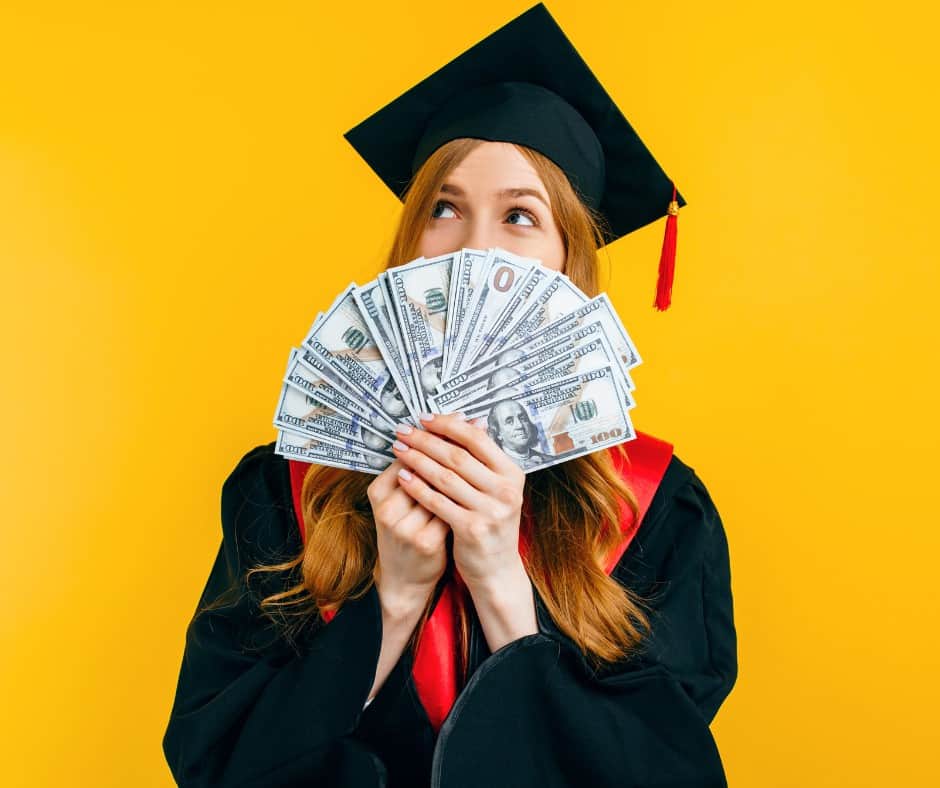 female student winning scholarship money