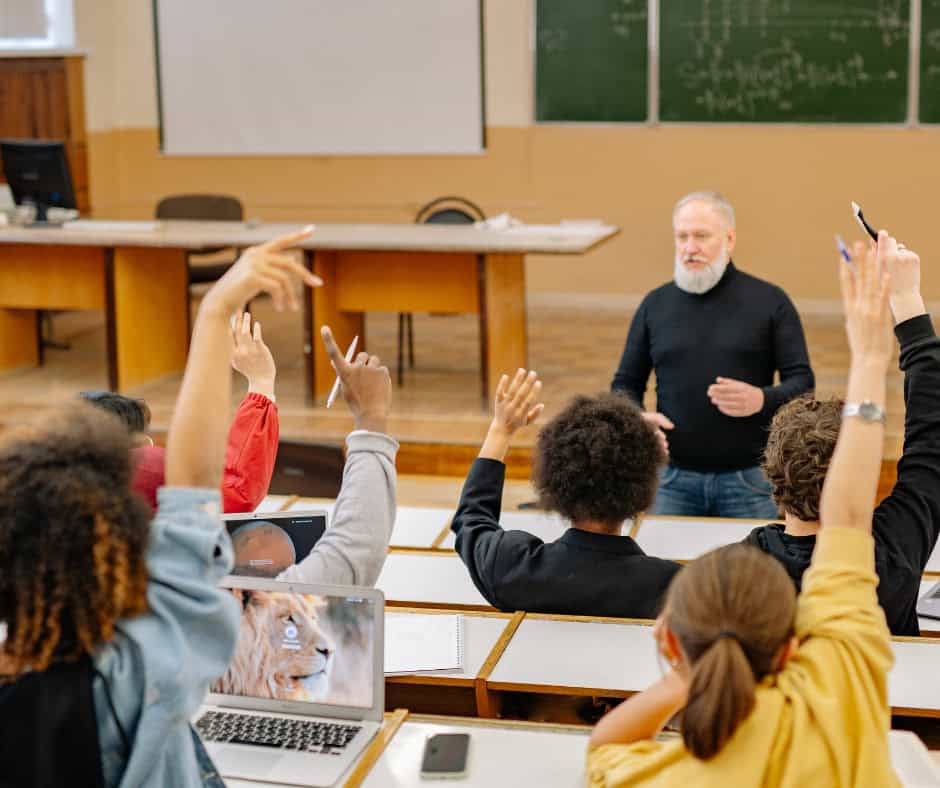 students in a college lecture hall